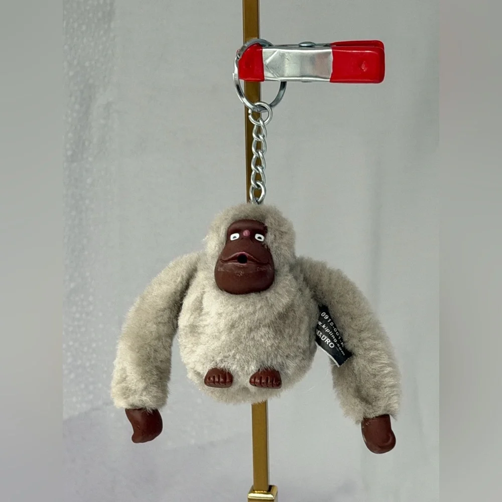 Kipling Monkey Keychain Plush Bag Charm – “Mauro” Authentic Light Gray